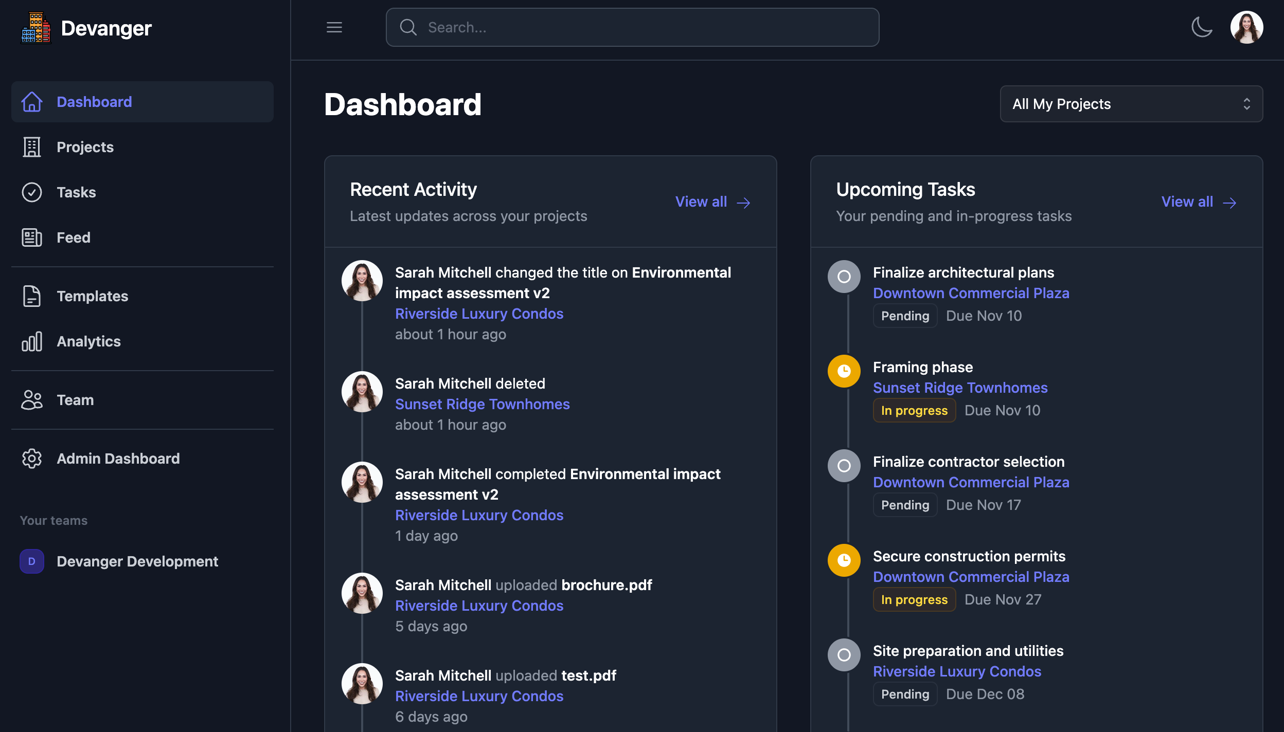 Dashboard screenshot